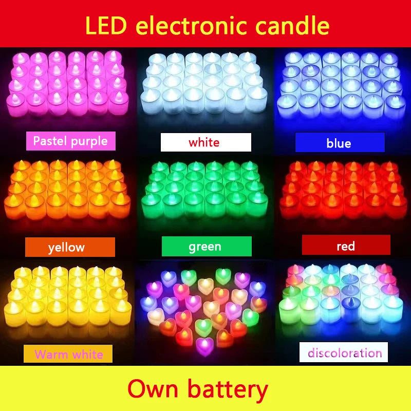 24Pcs Led Flameless Electric Candles Lamp Acrylic Glass Battery Flickering Fake Tealight Candle Bulk for Wedding Christmas