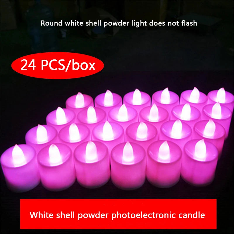 24Pcs Led Flameless Electric Candles Lamp Acrylic Glass Battery Flickering Fake Tealight Candle Bulk for Wedding Christmas