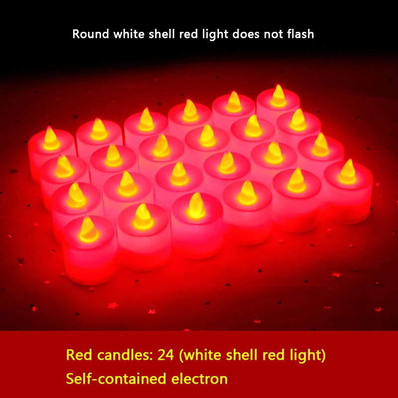 24Pcs Led Flameless Electric Candles Lamp Acrylic Glass Battery Flickering Fake Tealight Candle Bulk for Wedding Christmas