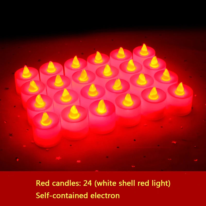 24Pcs Led Flameless Electric Candles Lamp Acrylic Glass Battery Flickering Fake Tealight Candle Bulk for Wedding Christmas