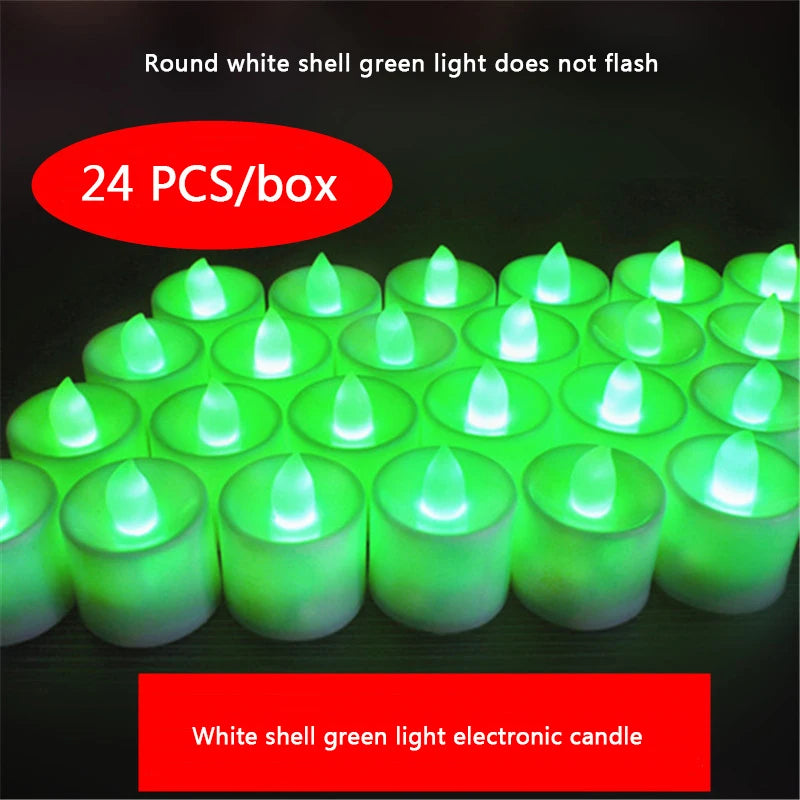 24Pcs Led Flameless Electric Candles Lamp Acrylic Glass Battery Flickering Fake Tealight Candle Bulk for Wedding Christmas