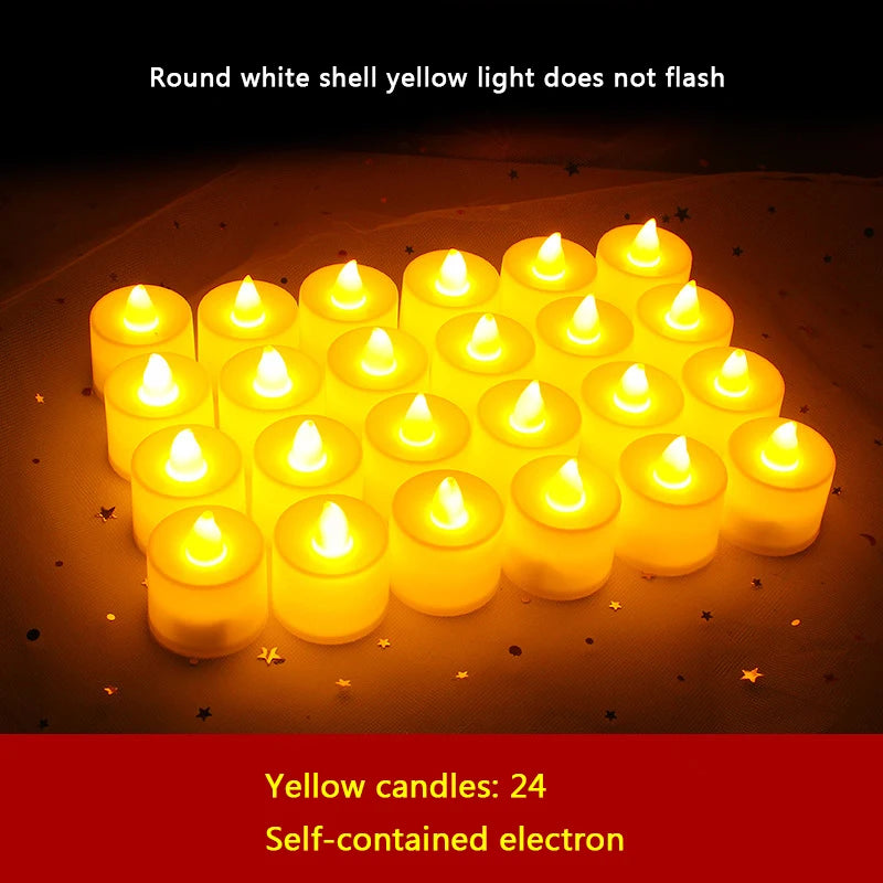 24Pcs Led Flameless Electric Candles Lamp Acrylic Glass Battery Flickering Fake Tealight Candle Bulk for Wedding Christmas
