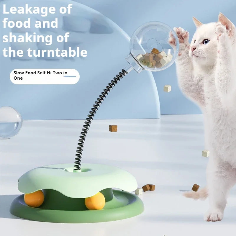 Playing Cat Toy Cat Wheel with Spring Leakage Ball Cat Amusement Plate Playing Cat Self Hi Pet Cat Play