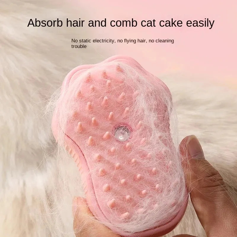 Dog Cat comb electric spray Dog cat steam brush cute cat paw shape removing hair massage bath brush