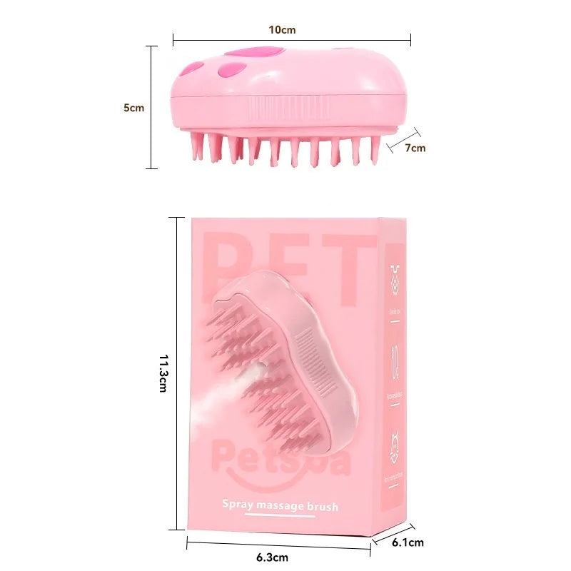 Dog Cat comb electric spray Dog cat steam brush cute cat paw shape removing hair massage bath brush