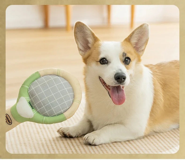 Tennis racket, sports sound toy, press sound, home, outdoor self entertainment, interactive pet dog toy