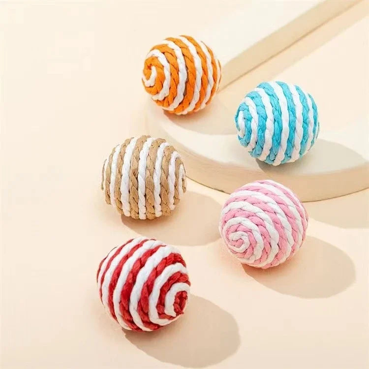 Sisal hemp ball cat toy helps relieve stress, grinding teeth, durable scratching, grinding claws, and biting pet toy balls