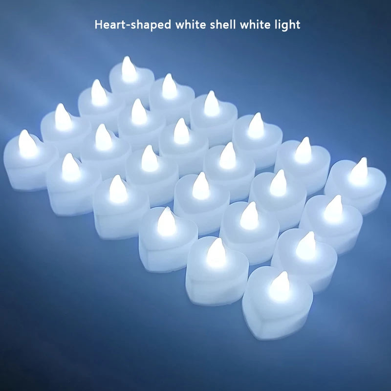 24Pcs Led Flameless Electric Candles Lamp Acrylic Glass Battery Flickering Fake Tealight Candle Bulk for Wedding Christmas