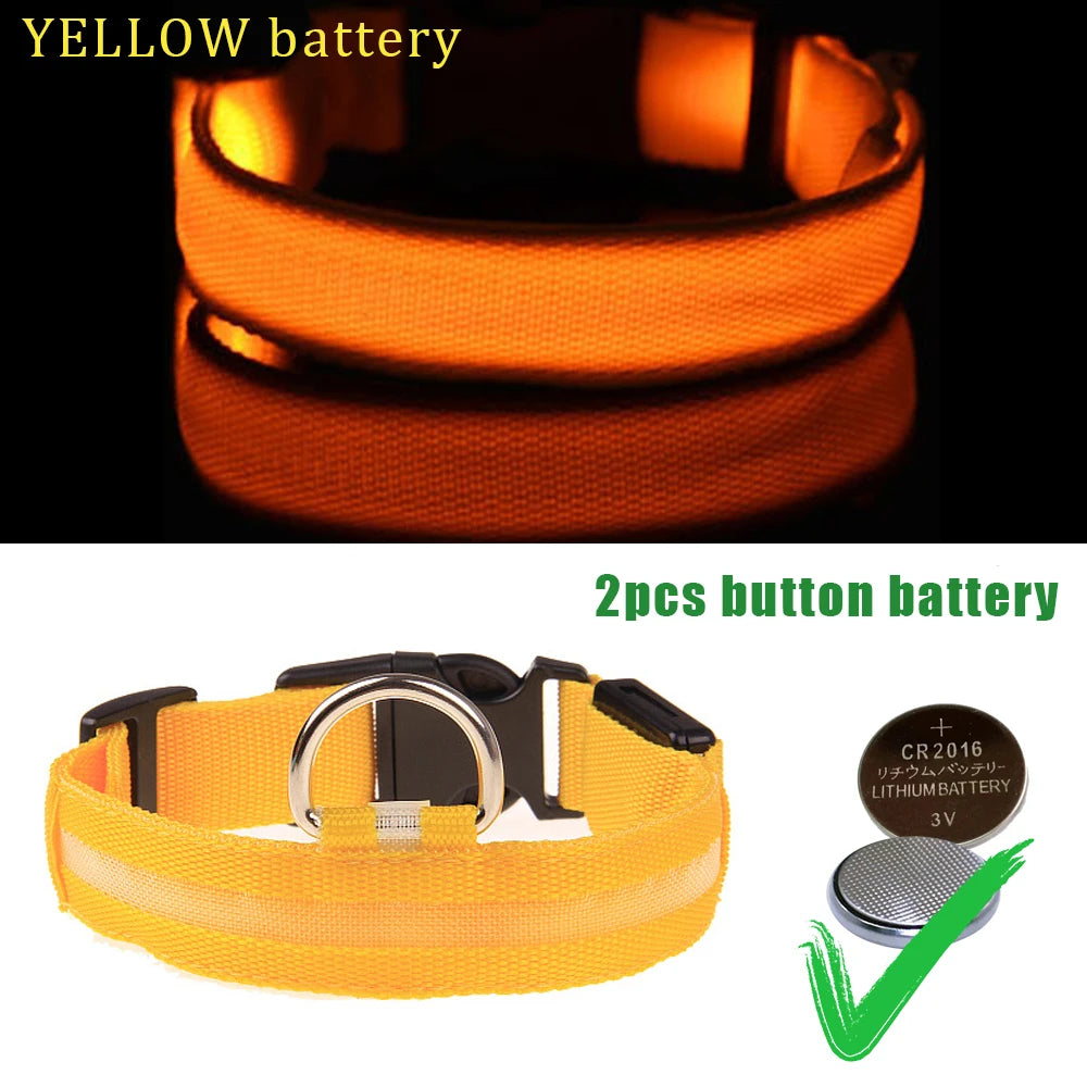 LED Dog Collars Light USB Rechargeable Adjustable Flashing Luminous Collar Night Anti-Lost For Dogs Night Safety Glowing Collar