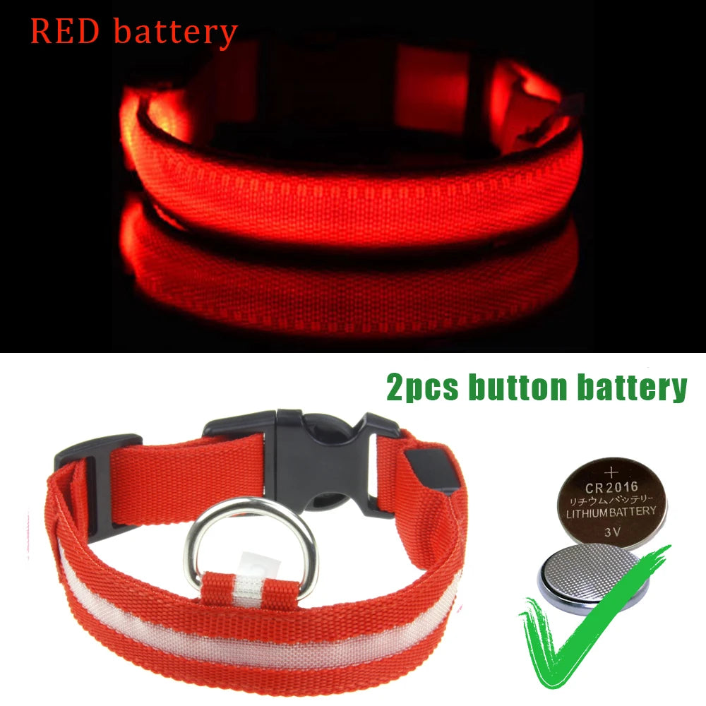 LED Dog Collars Light USB Rechargeable Adjustable Flashing Luminous Collar Night Anti-Lost For Dogs Night Safety Glowing Collar