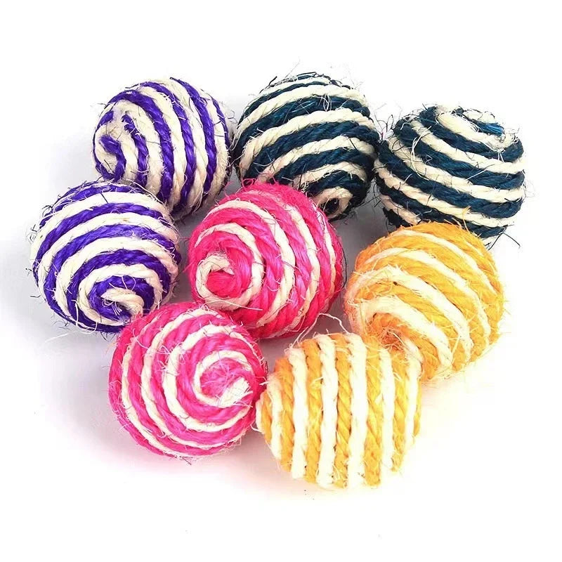 Sisal hemp ball cat toy helps relieve stress, grinding teeth, durable scratching, grinding claws, and biting pet toy balls