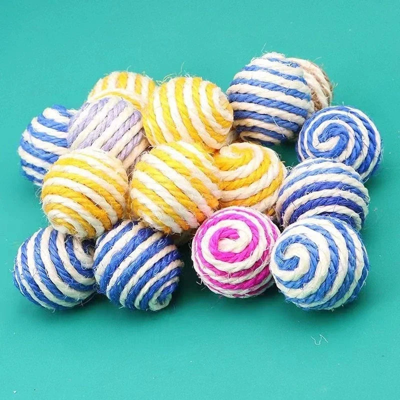 Sisal hemp ball cat toy helps relieve stress, grinding teeth, durable scratching, grinding claws, and biting pet toy balls