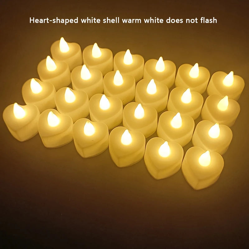 24Pcs Led Flameless Electric Candles Lamp Acrylic Glass Battery Flickering Fake Tealight Candle Bulk for Wedding Christmas