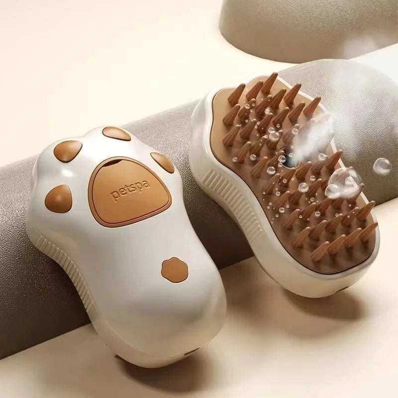 Dog Cat comb electric spray Dog cat steam brush cute cat paw shape removing hair massage bath brush