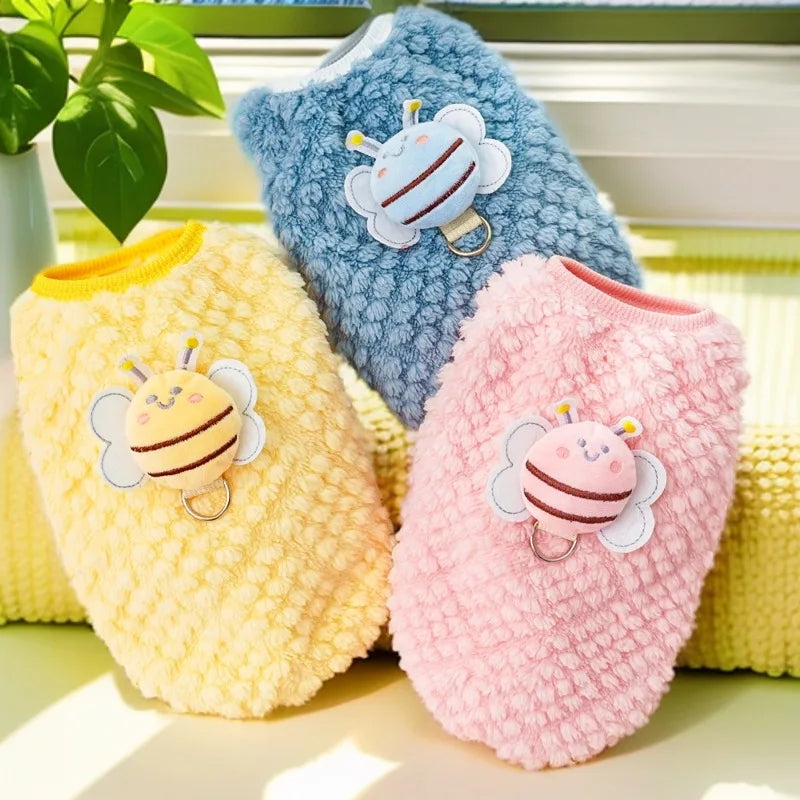 New Popular Puppy Puppy Cat Dog Pet Autumn and Winter Clothes Supplies Bee Teddy/Pomeranian British Shorthair Universal