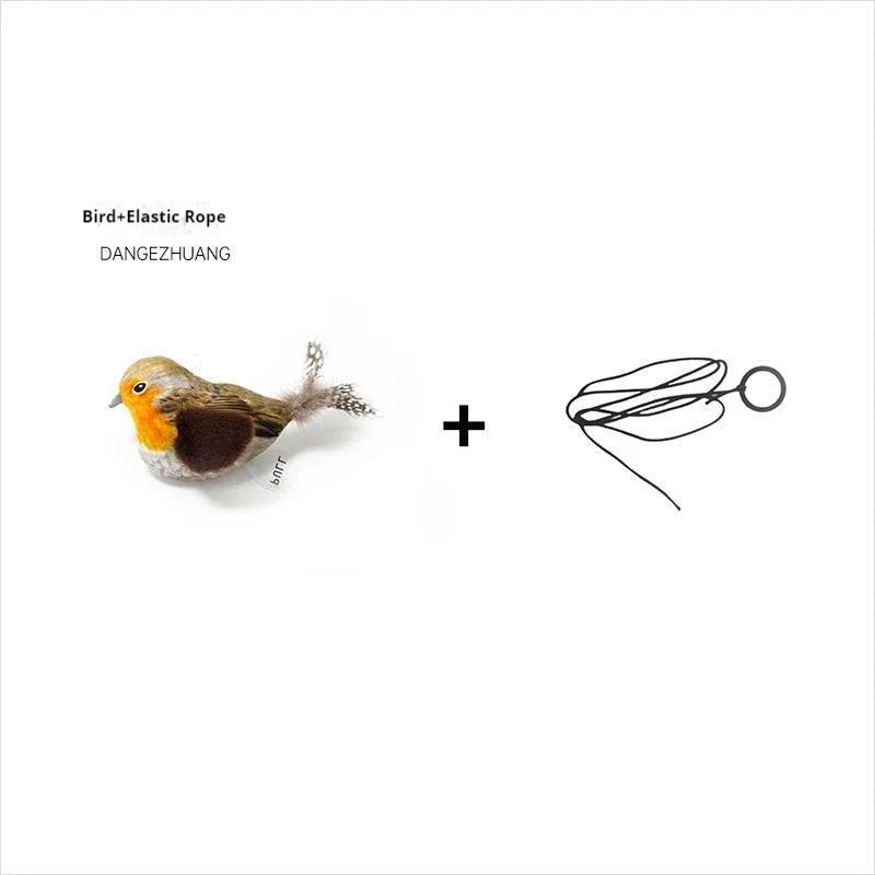 A pet simulation called a chirping bird makes sounds. Plush toys can be hung for cats to enjoy themselves and relieve boredom. T