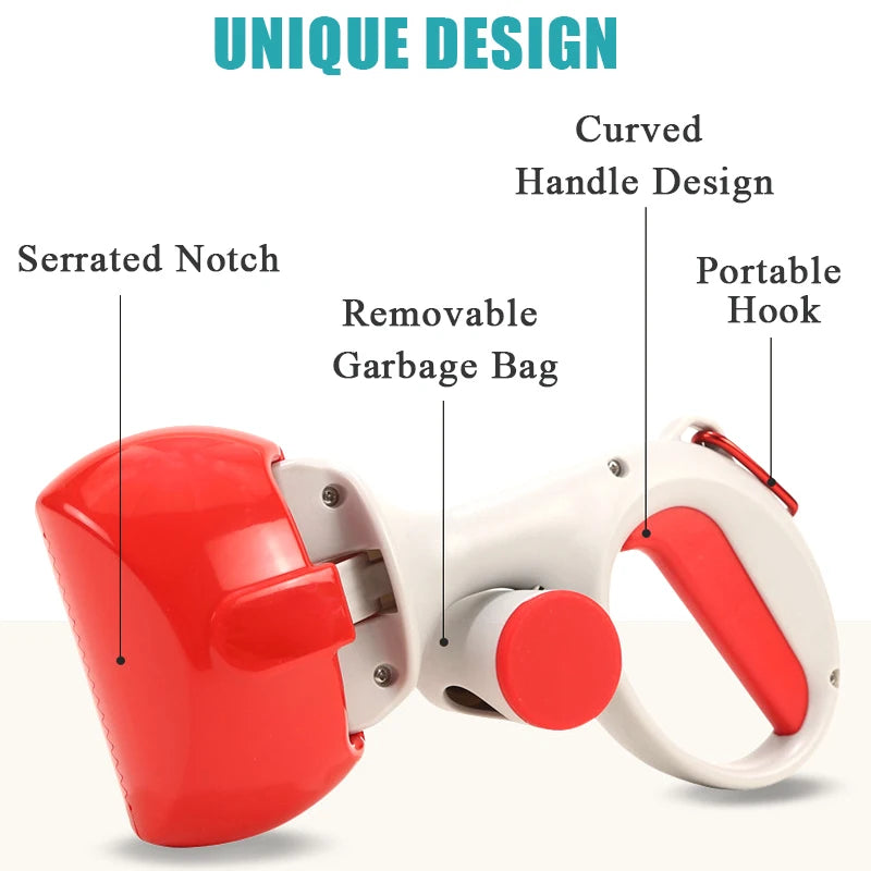 Pet Pooper Scooper Dogs Outdoor Pick Up Excreta Cleaner with 1 Roll Bags Pet Feces Cleaner Picker Cleaning Tools For Dogs Puppy