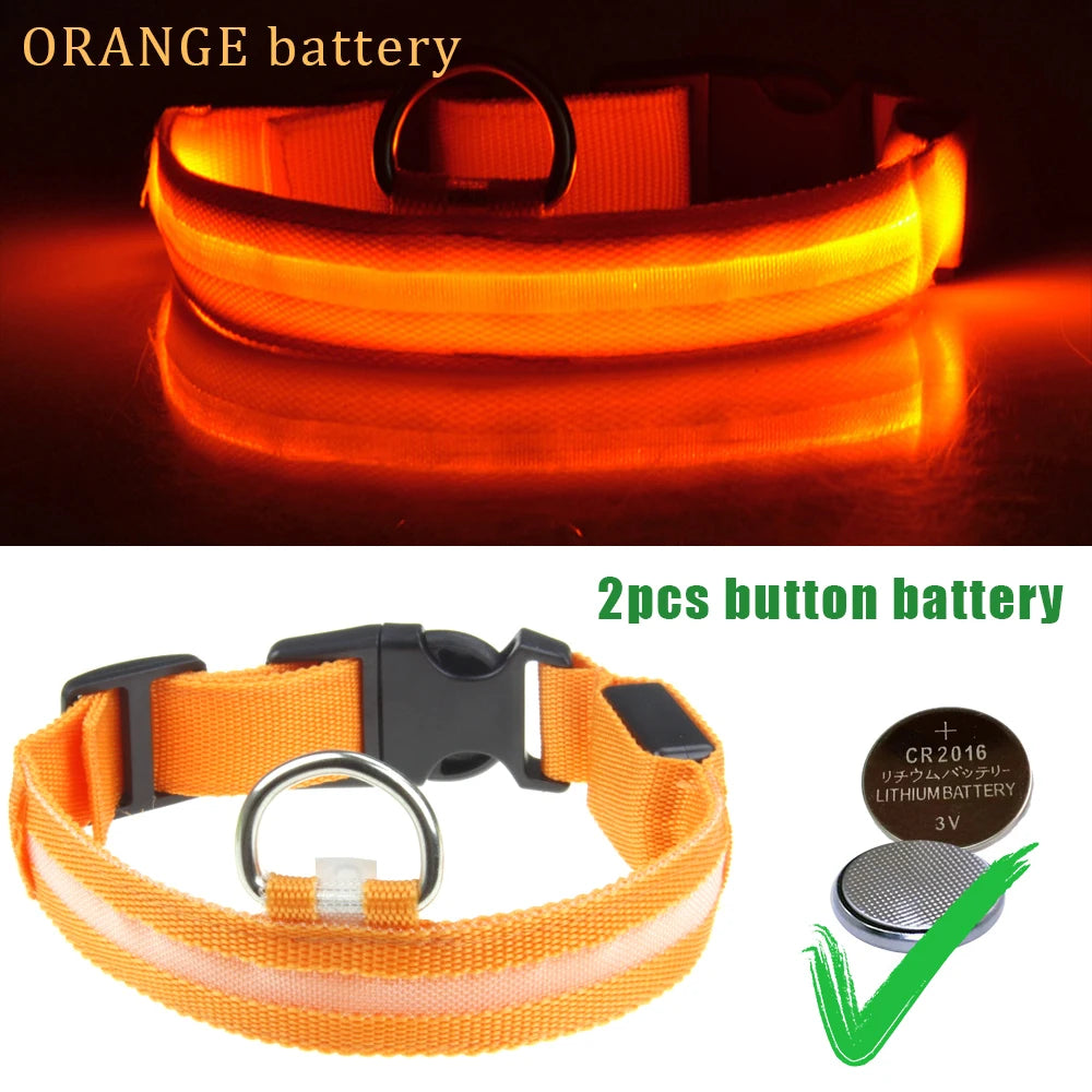 LED Dog Collars Light USB Rechargeable Adjustable Flashing Luminous Collar Night Anti-Lost For Dogs Night Safety Glowing Collar