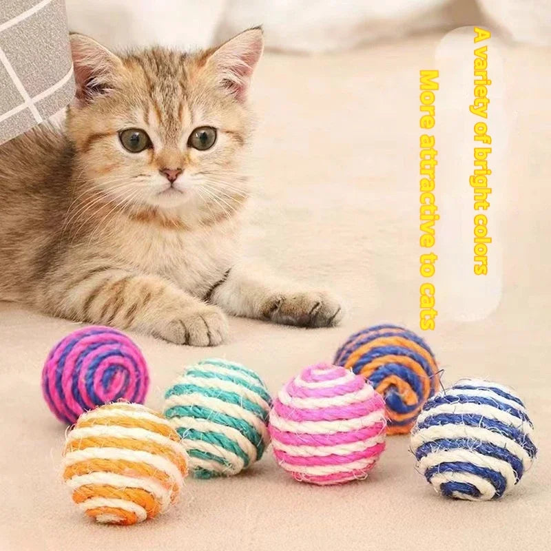 Sisal hemp ball cat toy helps relieve stress, grinding teeth, durable scratching, grinding claws, and biting pet toy balls