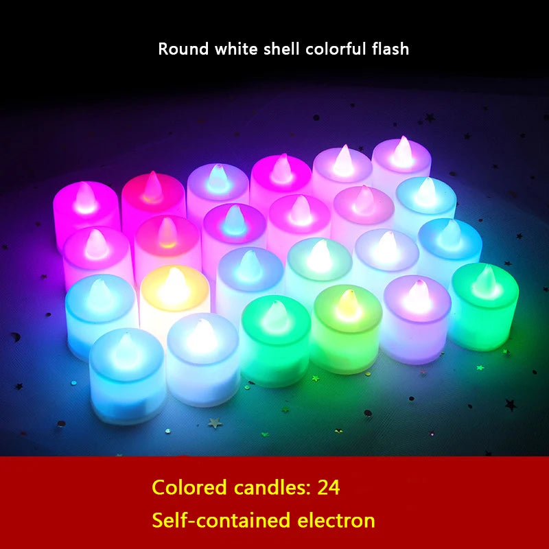 24Pcs Led Flameless Electric Candles Lamp Acrylic Glass Battery Flickering Fake Tealight Candle Bulk for Wedding Christmas