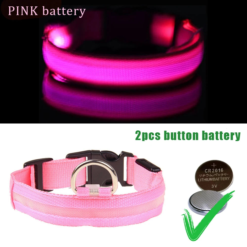 LED Dog Collars Light USB Rechargeable Adjustable Flashing Luminous Collar Night Anti-Lost For Dogs Night Safety Glowing Collar