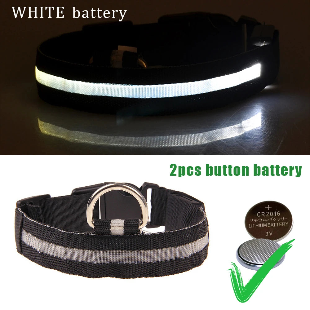 LED Dog Collars Light USB Rechargeable Adjustable Flashing Luminous Collar Night Anti-Lost For Dogs Night Safety Glowing Collar