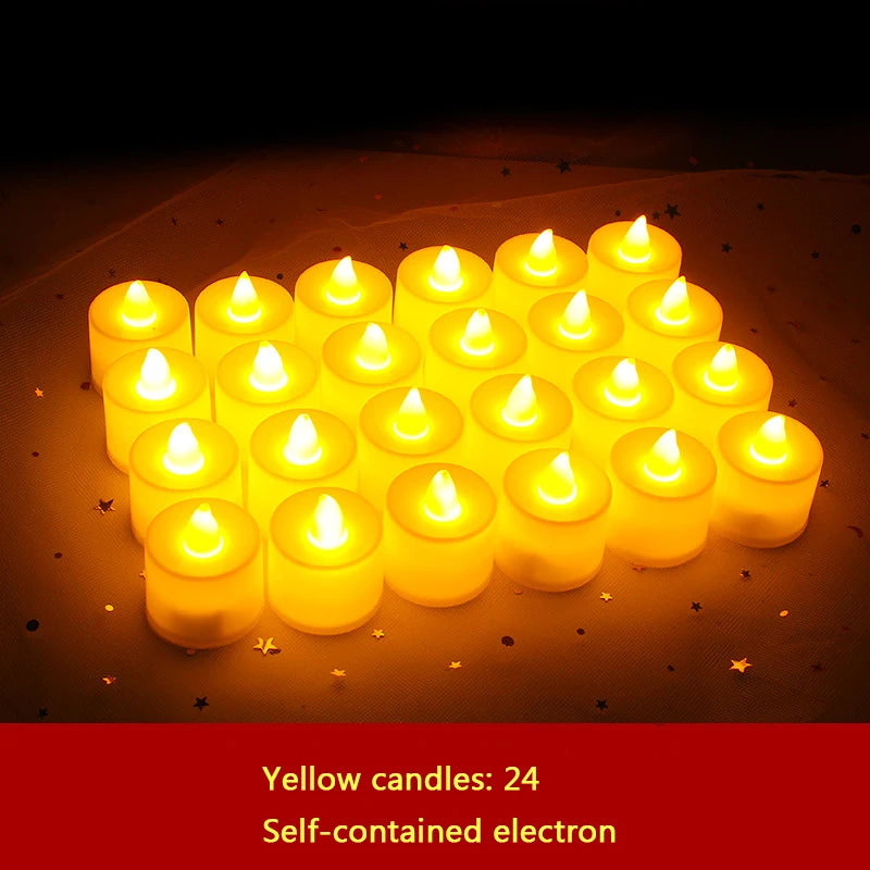 24Pcs Led Flameless Electric Candles Lamp Acrylic Glass Battery Flickering Fake Tealight Candle Bulk for Wedding Christmas