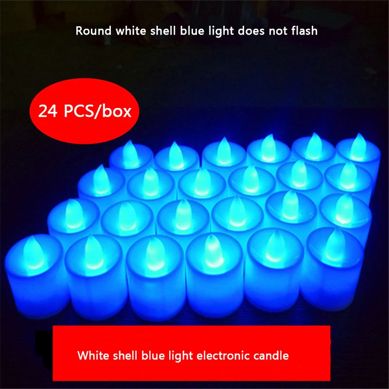 24Pcs Led Flameless Electric Candles Lamp Acrylic Glass Battery Flickering Fake Tealight Candle Bulk for Wedding Christmas