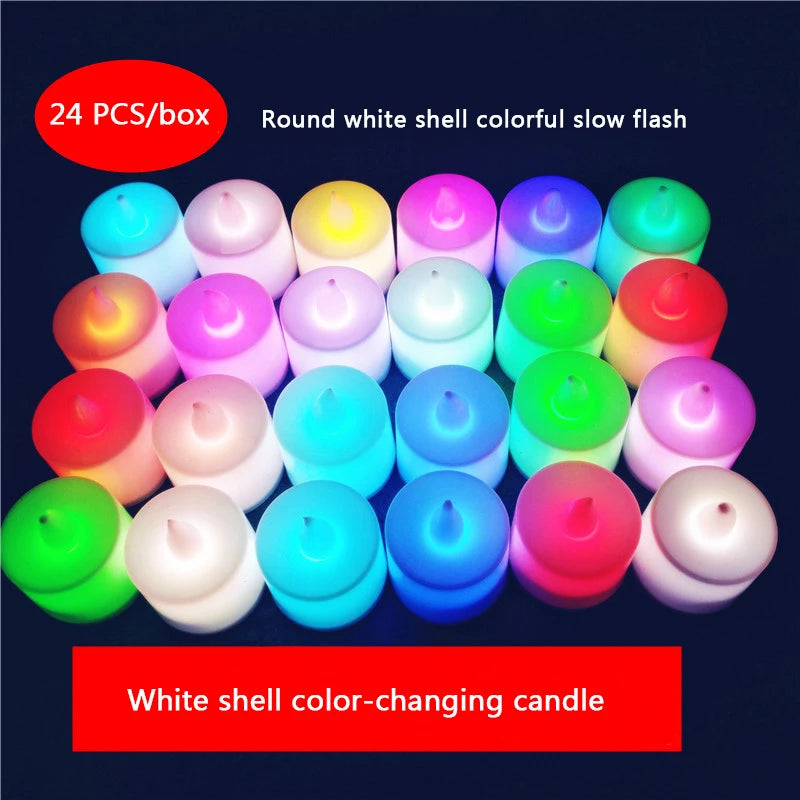 24Pcs Led Flameless Electric Candles Lamp Acrylic Glass Battery Flickering Fake Tealight Candle Bulk for Wedding Christmas