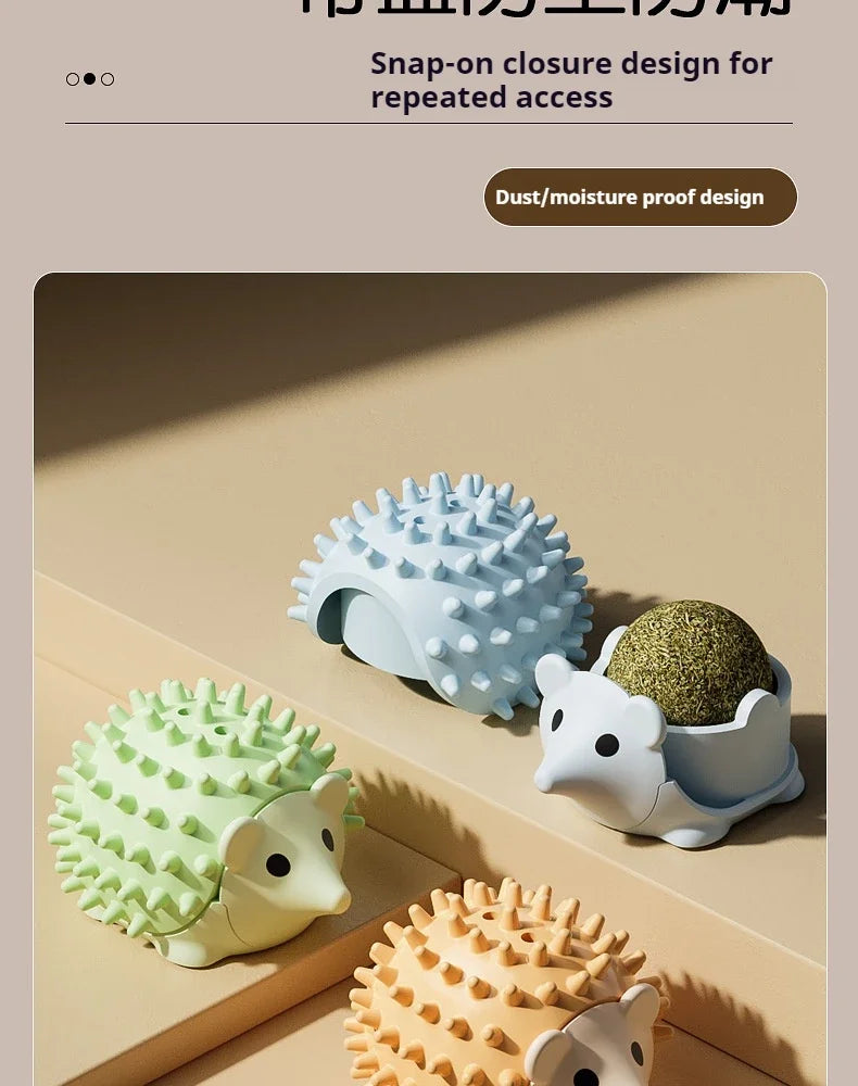 Cat Toy Hedgehog Itching Device Grinding Teeth Licking Fun Cat Mint Ball Toy Cat Self Hi Toy