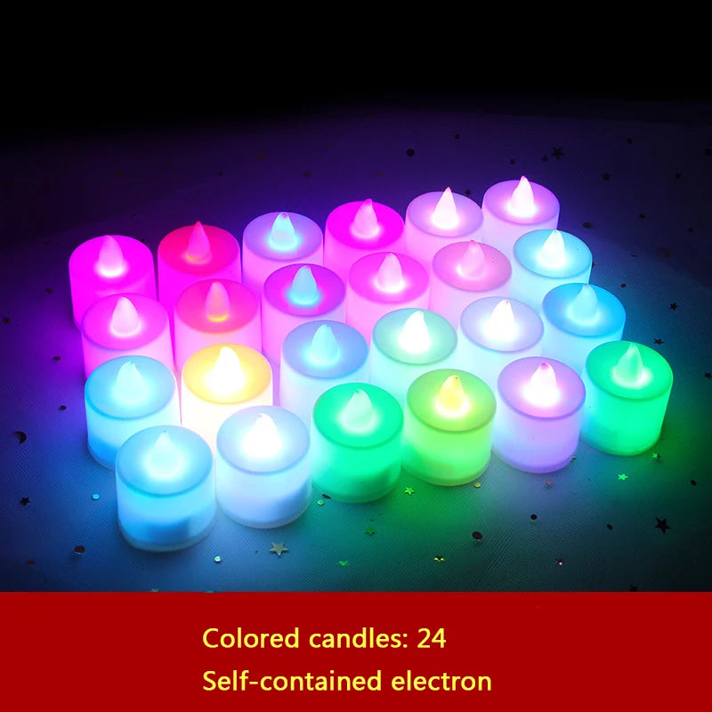 24Pcs Led Flameless Electric Candles Lamp Acrylic Glass Battery Flickering Fake Tealight Candle Bulk for Wedding Christmas