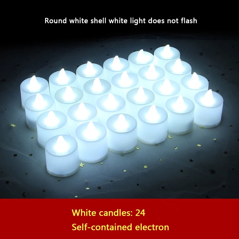 24Pcs Led Flameless Electric Candles Lamp Acrylic Glass Battery Flickering Fake Tealight Candle Bulk for Wedding Christmas