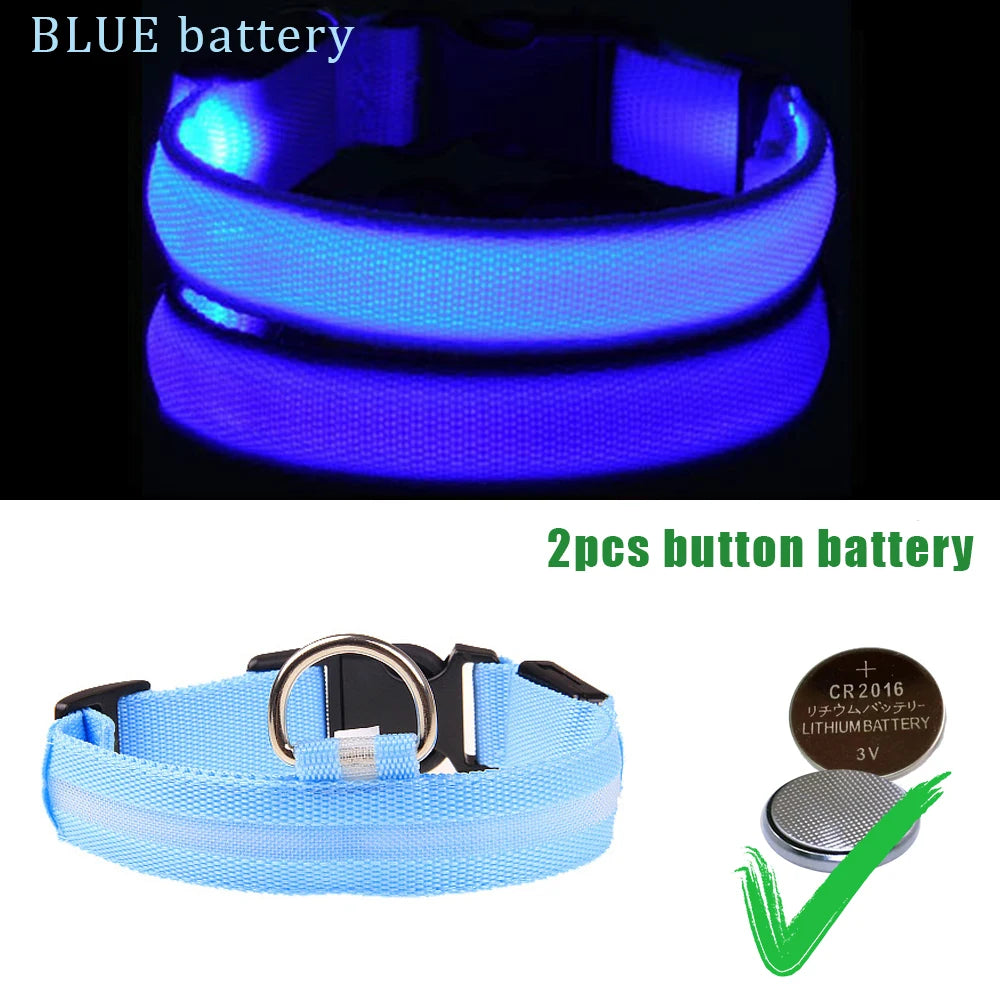 LED Dog Collars Light USB Rechargeable Adjustable Flashing Luminous Collar Night Anti-Lost For Dogs Night Safety Glowing Collar
