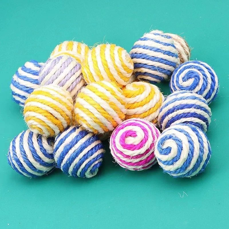 Sisal hemp ball cat toy helps relieve stress, grinding teeth, durable scratching, grinding claws, and biting pet toy balls